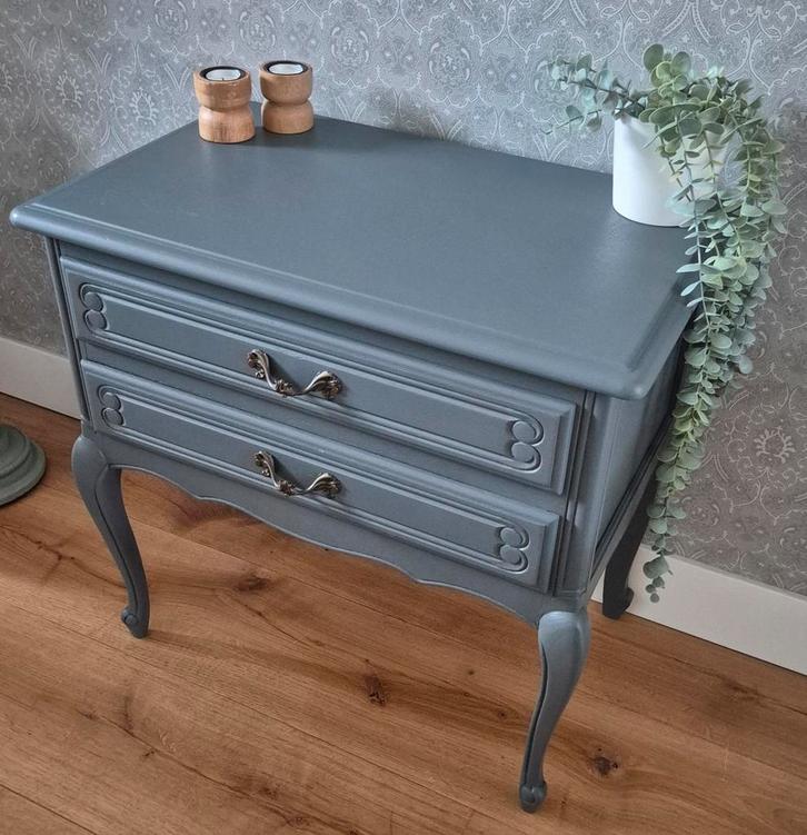 Bocante vintage kastje – blauw – prachtig gerestyled, Huis en Inrichting, Kasten | Ladekasten, Zo goed als nieuw, Minder dan 100 cm
