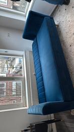 Blauwe Velvet (slaap)Bank - Zo als nieuw en Stijlvol, Ophalen, Driepersoons, 75 tot 100 cm, Zo goed als nieuw