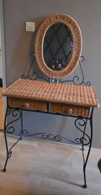 Kaptafel Rotan & Gietijzer - Vintage Stijl, Huis en Inrichting, Tafels | Kaptafels, Ophalen, Gebruikt, Metaal of Aluminium, 100 tot 150 cm