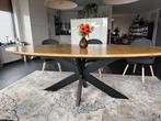 Ovale massief eiken eettafel, Ophalen, 100 tot 150 cm, Eikenhout, 200 cm of meer
