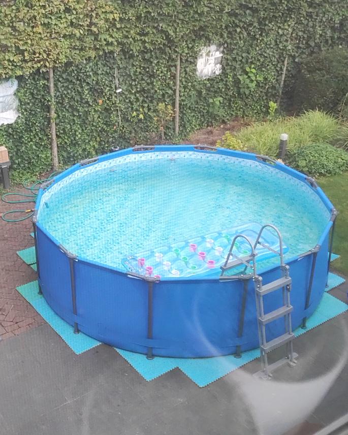 Bestway Zwembad 366x100cm met Zandfilterpomp en Overkapping, Tuin en Terras, Ophalen, Gebruikt, 80 tot 120 cm, Rond