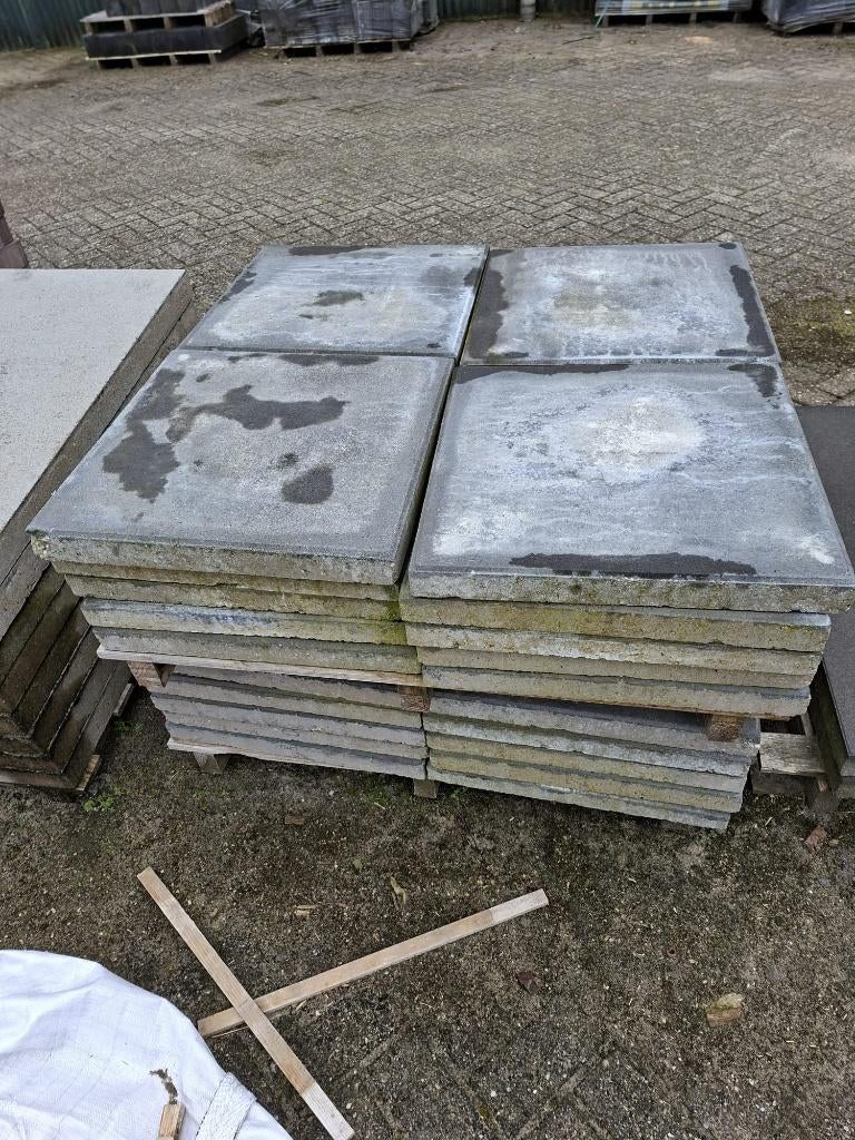 Gebruikte betontegels 50x50 (5m2), Tuin en Terras, Tegels en Klinkers, Ophalen, Gebruikt, Onbekend, 5 tot 10 m²