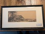 Oude boer ets van Rembrandts landschap, Ophalen of Verzenden