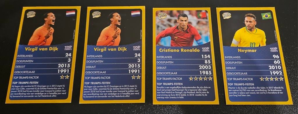 Voetbal Top Trumps Kaarten: Virgil van Dijk, Ronaldo, Neymar, Ophalen of Verzenden, Buitenlandse clubs