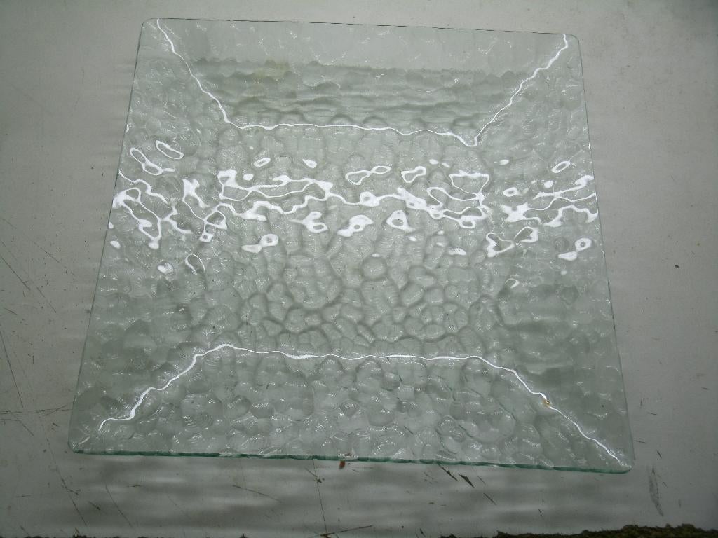 7c oude koekschaal bobbelglas  26 cm, Antiek en Kunst, Antiek | Glas en Kristal, Ophalen of Verzenden