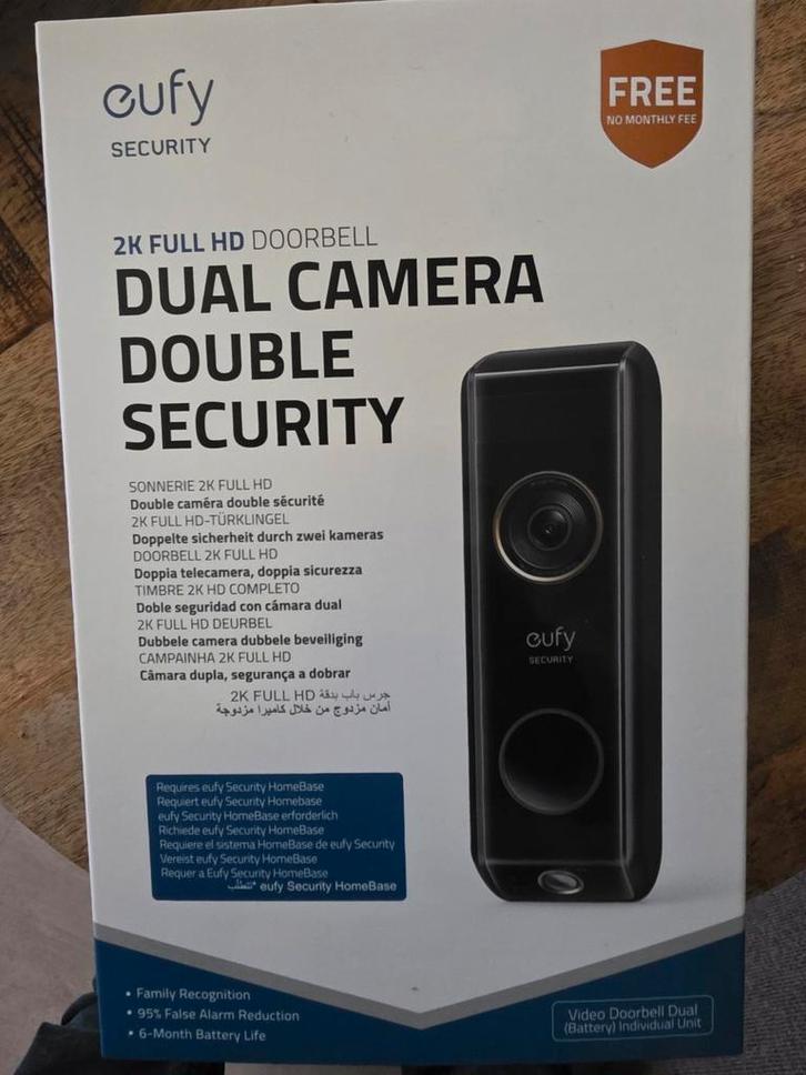 Eufy Security 2K Full HD Dual Camera Deurbel, Huis en Inrichting, Deurbellen, Gebruikt, Draadloos, Ingebouwde camera, Bewegingsdetectiesensor