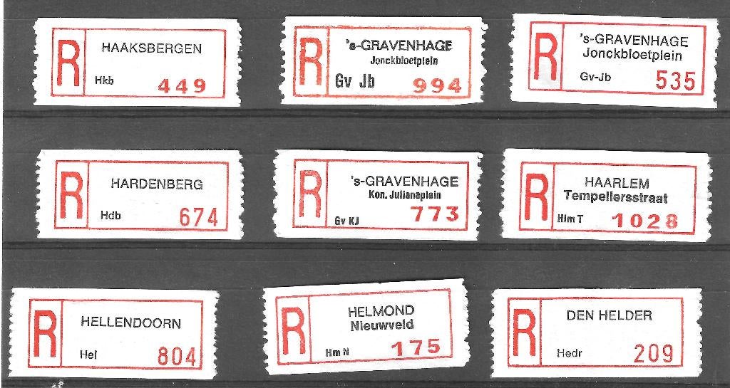 Nederland Aantekenstrookjes - 09, Postzegels en Munten, Postzegels | Nederland, Ophalen of Verzenden, Na 1940