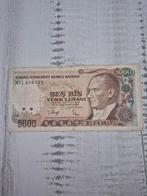 Turkije  Lira 5000 Biljet 1990, Ophalen of Verzenden