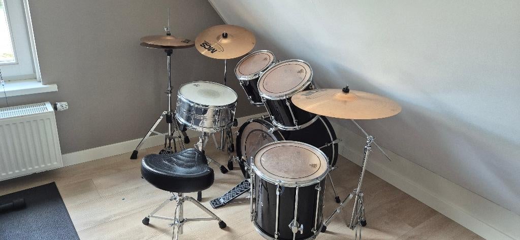 Drumstel + Drumstokken + Drumboek, Ophalen, Gebruikt, Overige merken