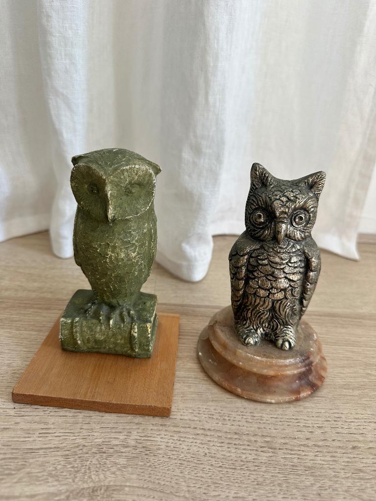 Uil beeldjes 2x, Ophalen of Verzenden, Gebruikt, Dier