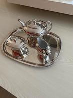 Verzilverde theeset met dienblad, Antiek en Kunst, Ophalen of Verzenden
