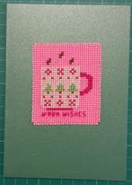 geborduurde kerstkaart met beker warme drank (1797), Ophalen of Verzenden, Nieuw, Kerst