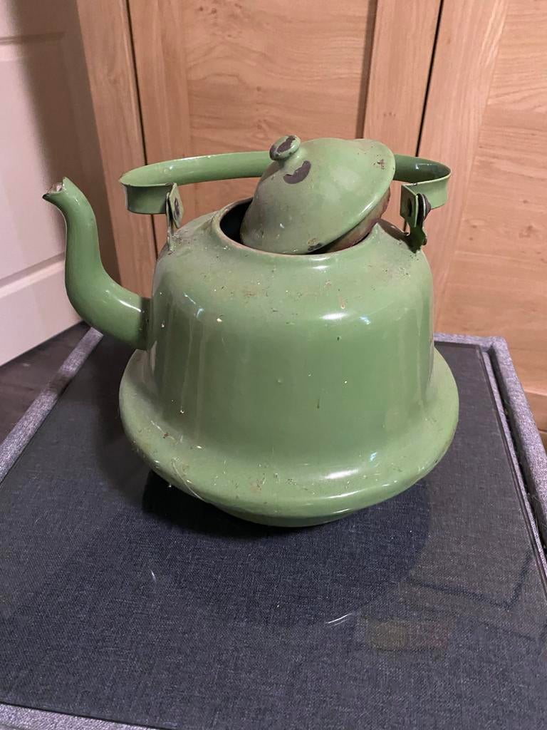 Vintage Groene Emaille Ketel - Charmante Keukendecoratie, Ophalen