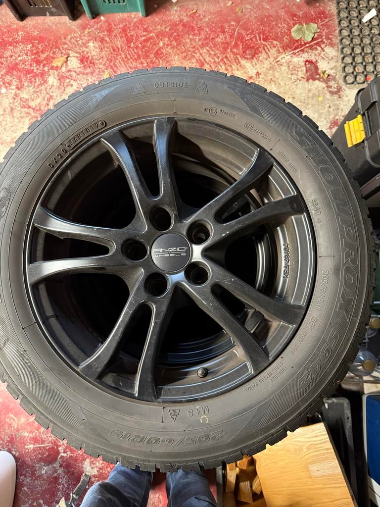 4 Anzio velgen met winterbanden 205/60 R16, Auto-onderdelen, Ophalen, Gebruikt, 16 inch, Banden en Velgen