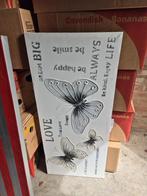 Schilderij met vlinders en tekst, Huis en Inrichting, Woonaccessoires | Schilderijen, Tekeningen en Foto's, Ophalen
