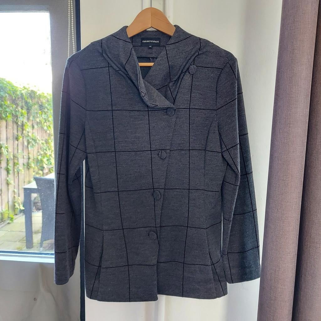 Zgan grijs jasje, paarse lijnen van Armani,mt 46-NL mt 40-M, Kleding | Dames, Armani, Maat 46/48 (XL) of groter, Ophalen of Verzenden