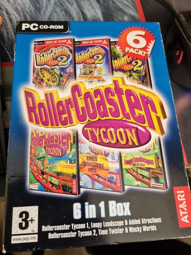 RollerCoaster Tycoon 6 in 1 Box PC CD-ROM, Spelcomputers en Games, Gebruikt, 1 speler, Ophalen of Verzenden, Vanaf 3 jaar