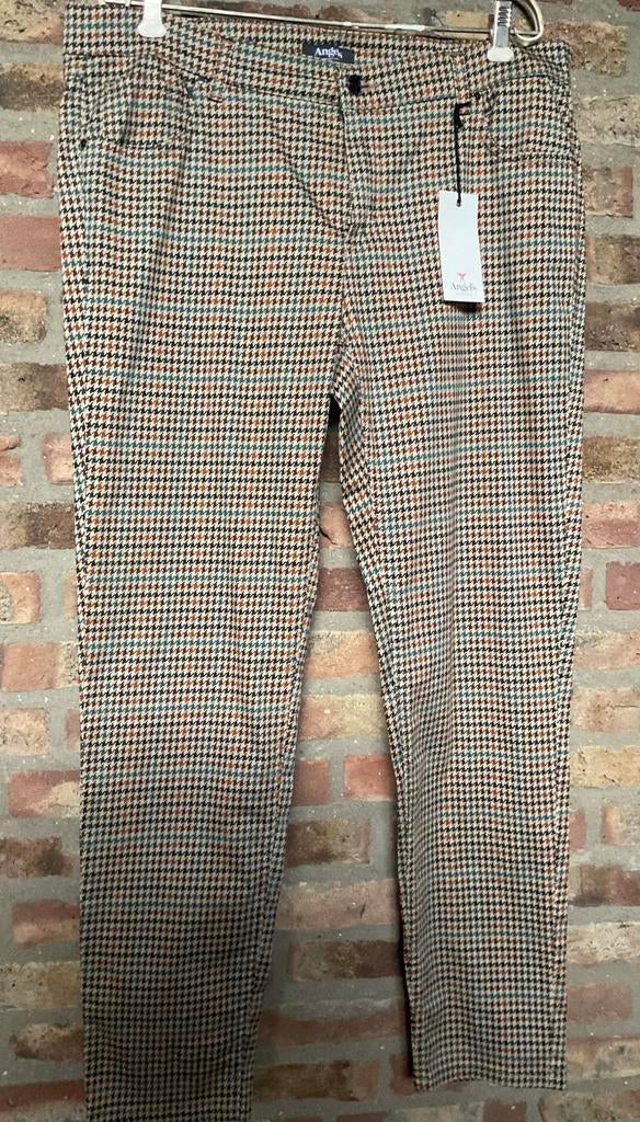 Nieuw! Angels prachtige lange broek cognac petrol ruitje 46, Overige kleuren, Maat 46/48 (XL) of groter, Nieuw, Ophalen of Verzenden