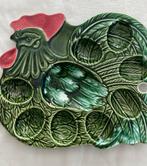 Vintage - eieren schaal - kip - keramiek - groen, Ophalen of Verzenden
