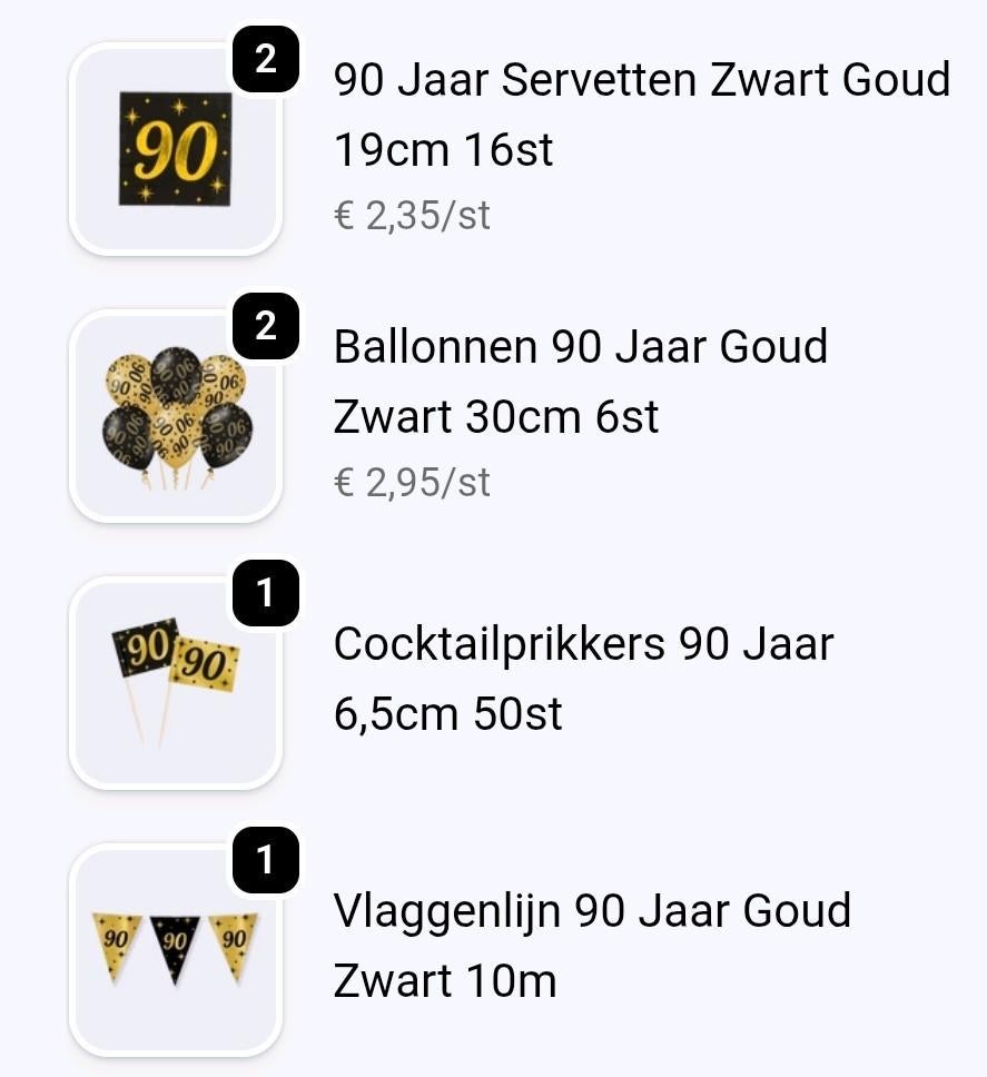 Versiering verjaardag 90 jaar, Ophalen of Verzenden, Nieuw, Versiering, Verjaardag