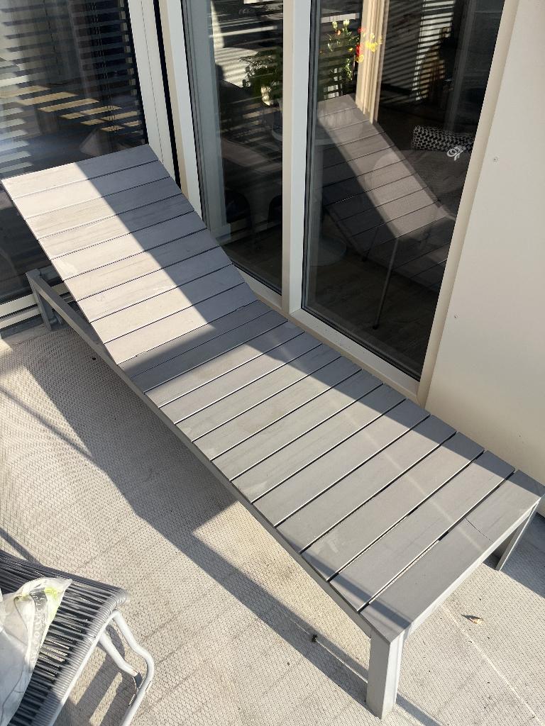Ligbed /tuinstoel met verstelbare leuning incl. kussen, Tuin en Terras, Ophalen, Gebruikt, Aluminium, Verstelbaar