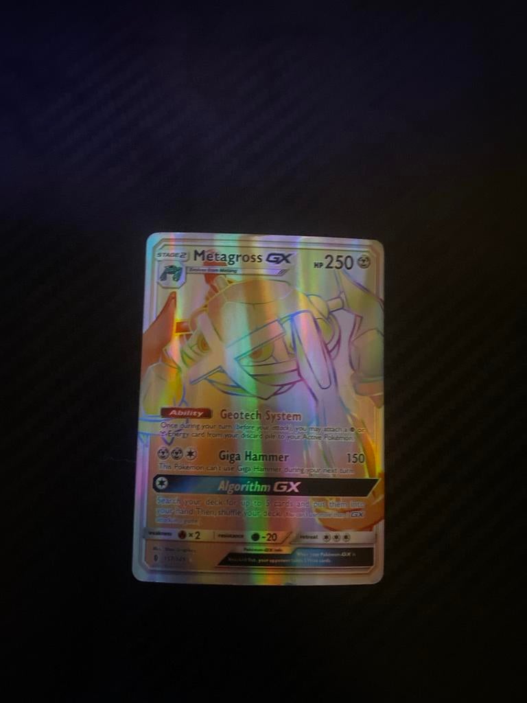 Pokémon Metagross GX kaart, Ophalen of Verzenden, Gebruikt, Losse kaart, Foil