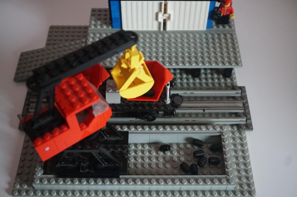 Vintage 12 volt Lego trein goederenoverslag met wagon 7838, Gebruikt, Overige thema's, Lego, Ophalen of Verzenden