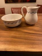 Vintage Wasstel met Kan - Wit met Blauw Bladmotief, Ophalen