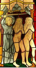 Gebrandschilderd glas in lood raam 'Verdrijving uit Paradijs, Ophalen