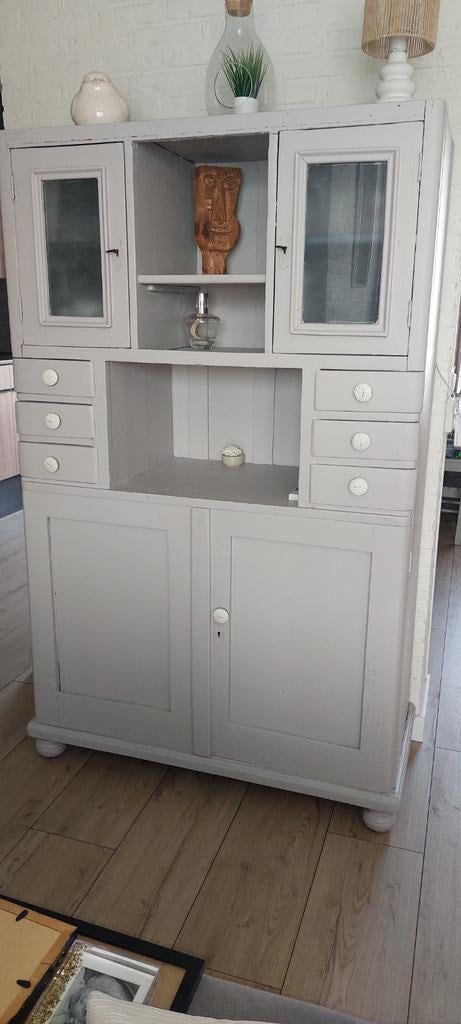 Vintage buffetkast / servieskast - taupe, Huis en Inrichting, Kasten | Overige, Ophalen of Verzenden, Gebruikt
