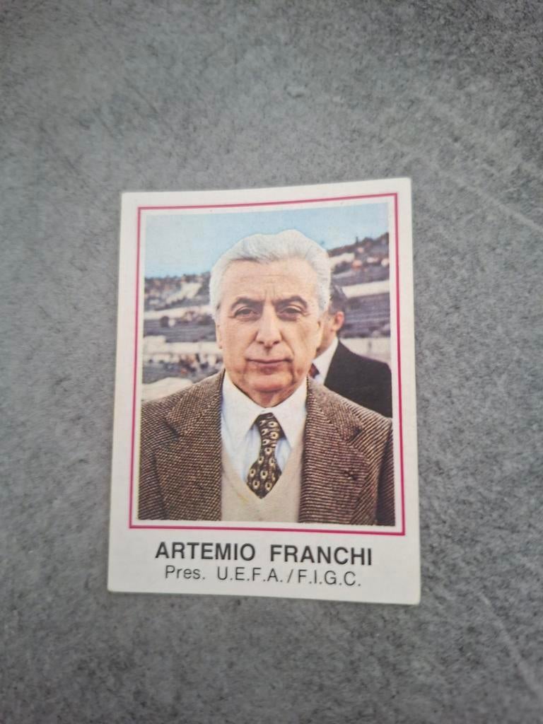 Panini sticker Euro 80 Italia.President UEFA Artemio Franchi, Verzenden, Zo goed als nieuw, Sticker