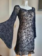 Nieuwe vintage y2k Gothic mini jurk met bloemen, Maat 38/40 (M), Zwart, Nieuw, Ophalen of Verzenden