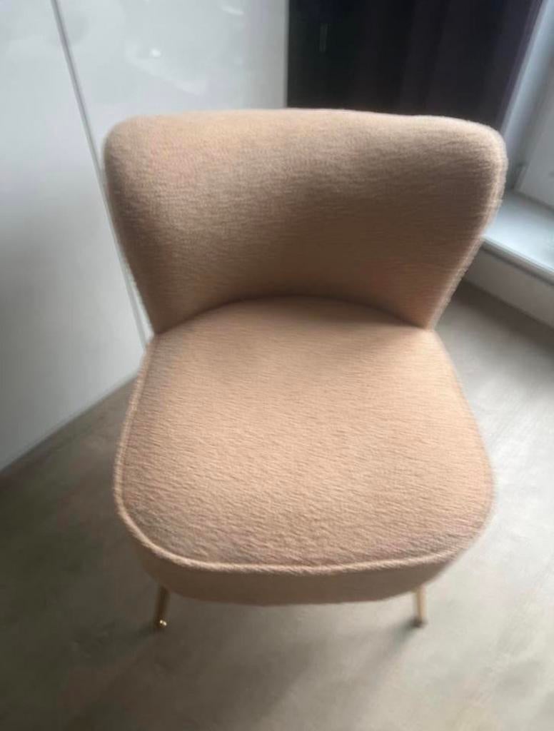 Stijlvolle beige fauteuil, Huis en Inrichting, Stoelen, Zo goed als nieuw, Eén, Stof, Overige kleuren, Ophalen