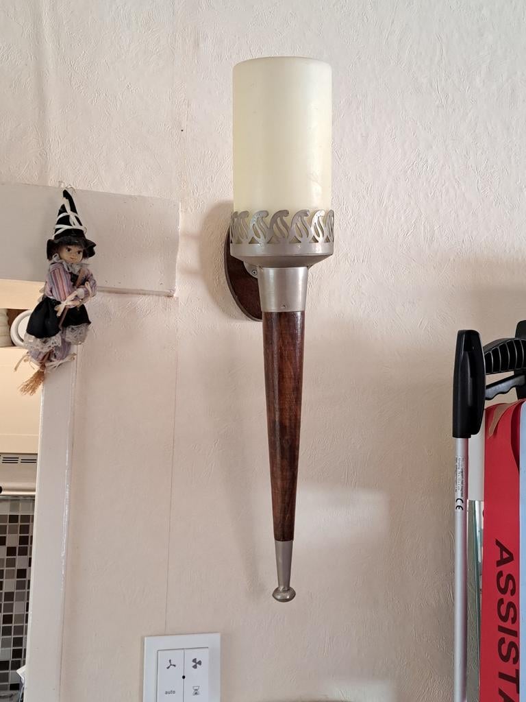 2 wand kaarsenhouders en kaars, Overige materialen, Gebruikt, Ophalen of Verzenden, Kandelaar