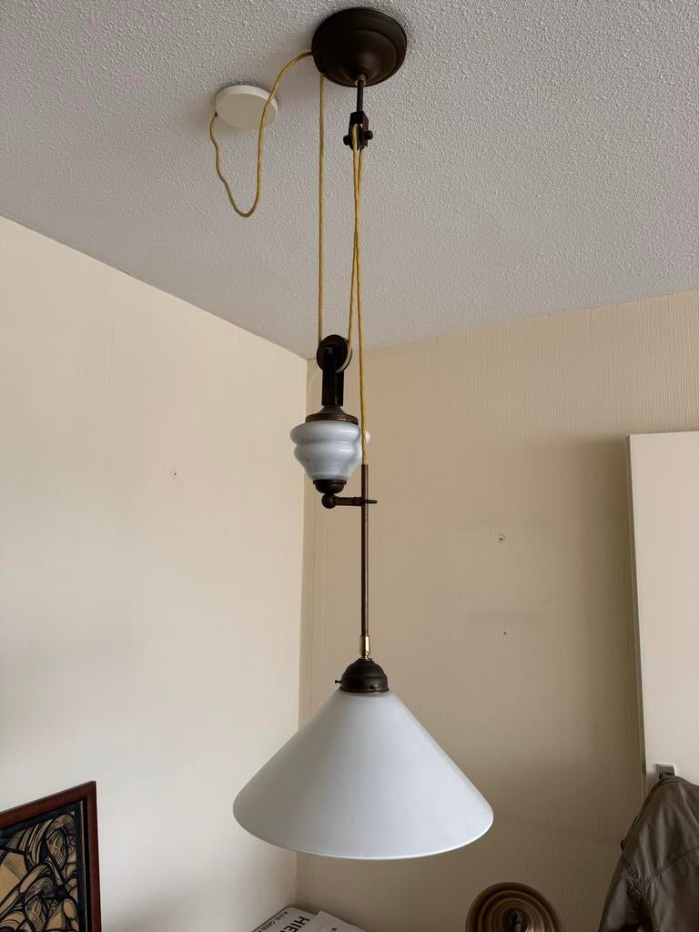 Verstelbare Hanglamp met Contra Gewicht - Klassiek Design, Ophalen, Gebruikt, Metaal, 75 cm of meer