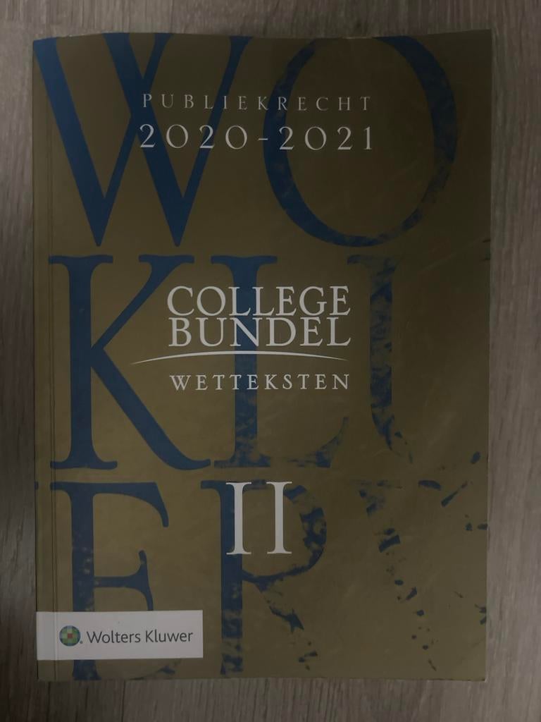 Collegebundel Publiekrecht 2020-2021 Wolters Kluwer, Boeken, Studieboeken en Cursussen, Ophalen of Verzenden, Gamma, Zo goed als nieuw