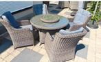 Ronde wicker tuinset met lazy susan, Ophalen, 4 zitplaatsen, Gebruikt, Wicker