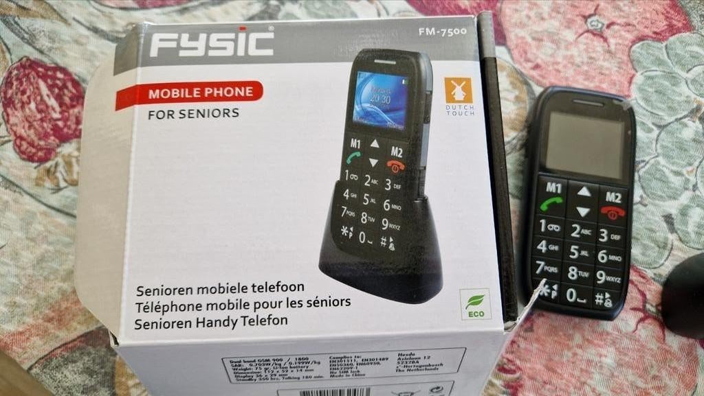 Senioren mobiele telefoon Fysic FM-7500 compleet, Ophalen of Verzenden, Geen camera, Zwart