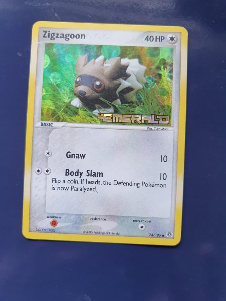 Zigzagoon 74/106 ex emerald holo pokemon kaart, Ophalen of Verzenden, Zo goed als nieuw