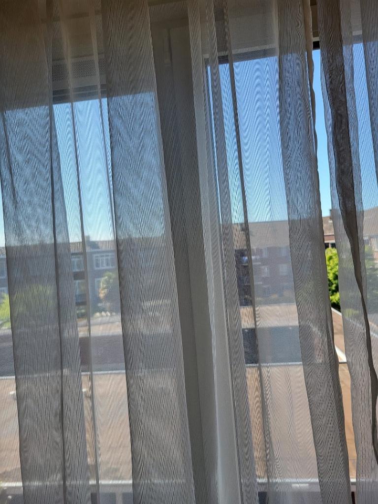 Overgordijnen en vitrages, beiden nog in zeer goede staat!!!, Ophalen, 200 cm of meer, Bruin, Zo goed als nieuw