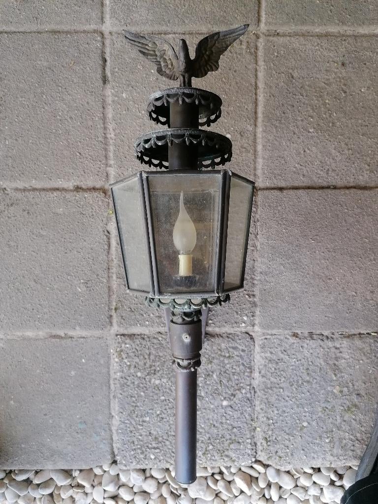 Buitenlamp brons/messing adelaar, Ophalen, Gebruikt, Glas, Brons