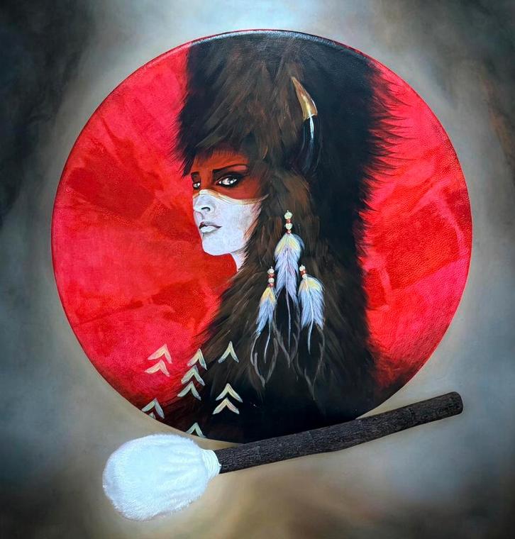 OVERGEDRAGEN Sjamanendrum Koe 35 cm, Muziek en Instrumenten, Percussie, Melodische percussie, Ophalen of Verzenden