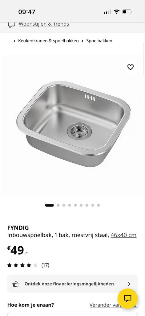 IKEA Fyndig spoelbak, Lillviken sifon en kraan, Ophalen, Minder dan 50 cm, Nieuw, Minder dan 100 cm