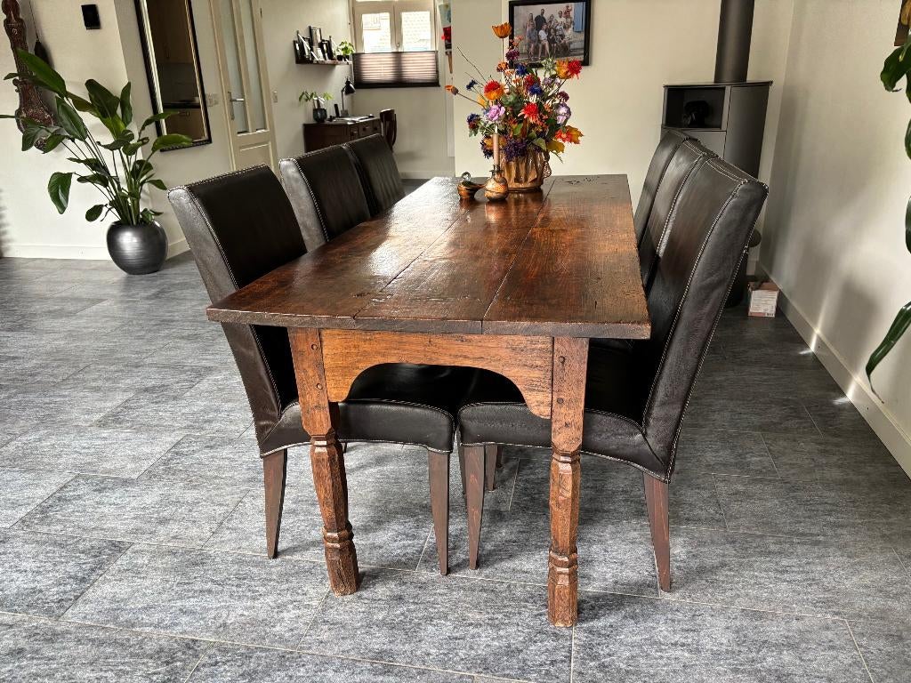 Antieke Djati eethoek., Antiek en Kunst, Antiek | Meubels | Tafels, Ophalen