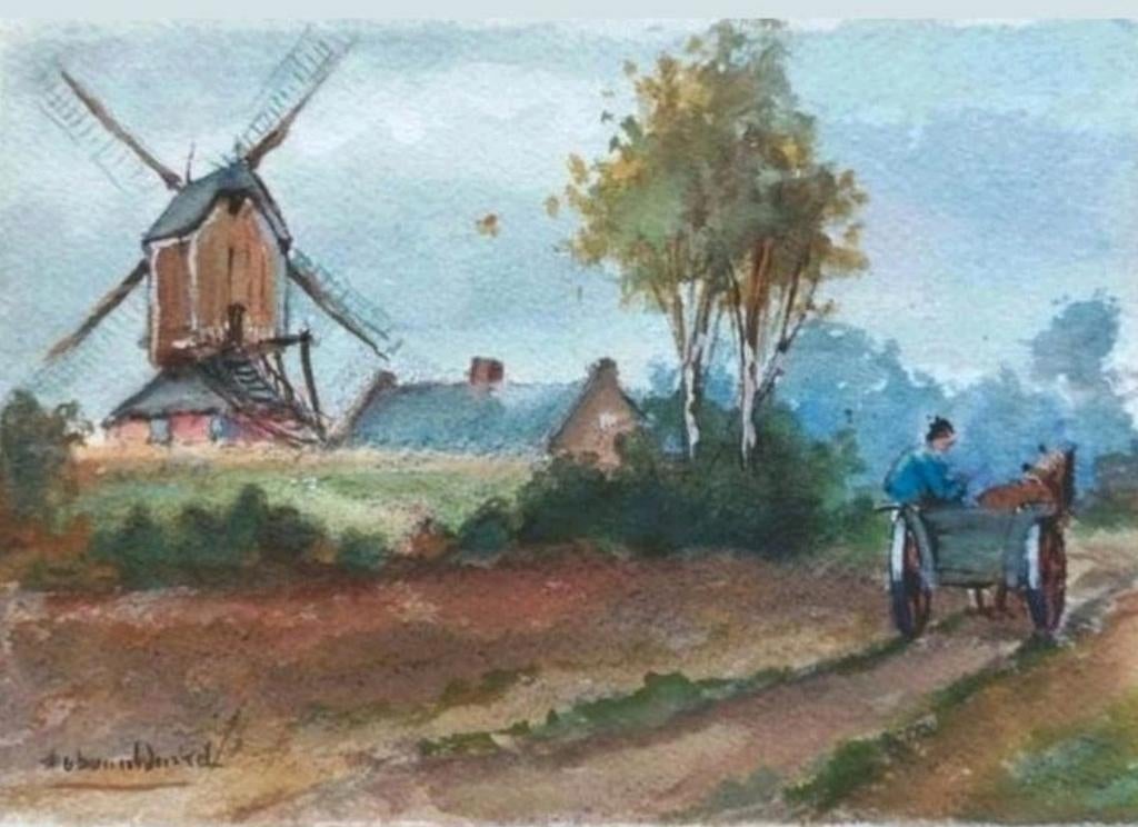 Aquarel.. Hub van Winkel... gesigneerd  ..., Antiek en Kunst, Ophalen of Verzenden