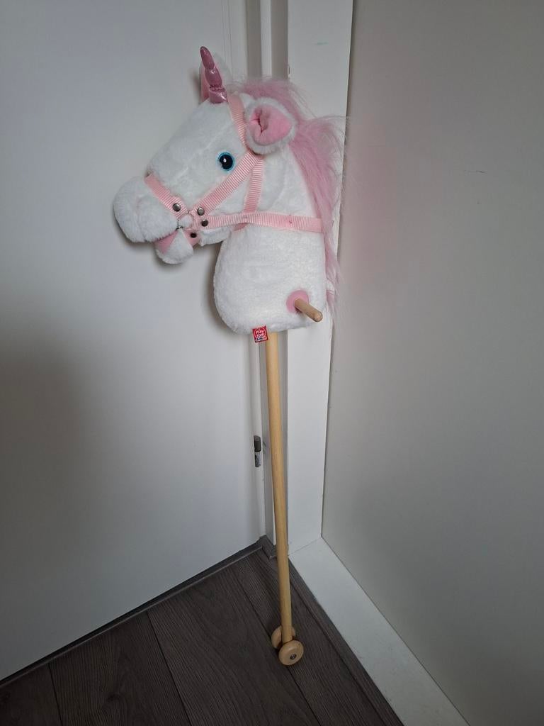 Stokpaard eenhoorn met wieltjes en geluid, Ophalen of Verzenden