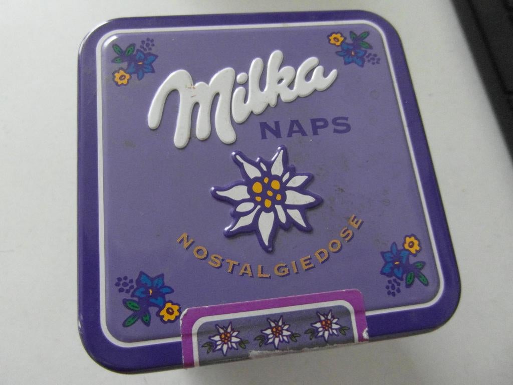 Trommeltje vierkant Milka, Ophalen of Verzenden, Zo goed als nieuw, Overige