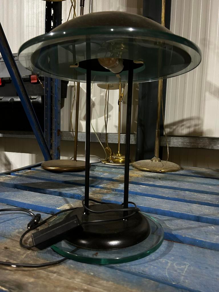 vintage Saturn tafellamp, ontworpen door Robert Sonneman, Ophalen of Verzenden, Gebruikt, Glas, Minder dan 50 cm