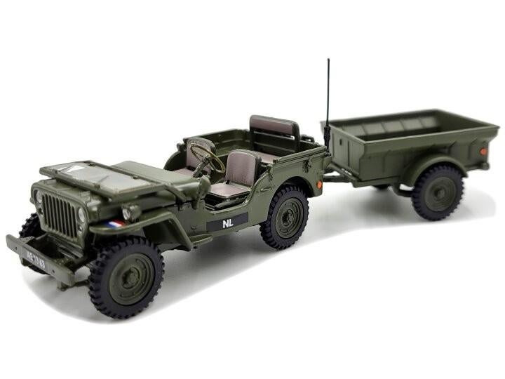 Necaf 1/4 Ton NL 1955 + Aanhanger  Schaal 1:43, Overige merken, Auto, Nieuw, Cararama