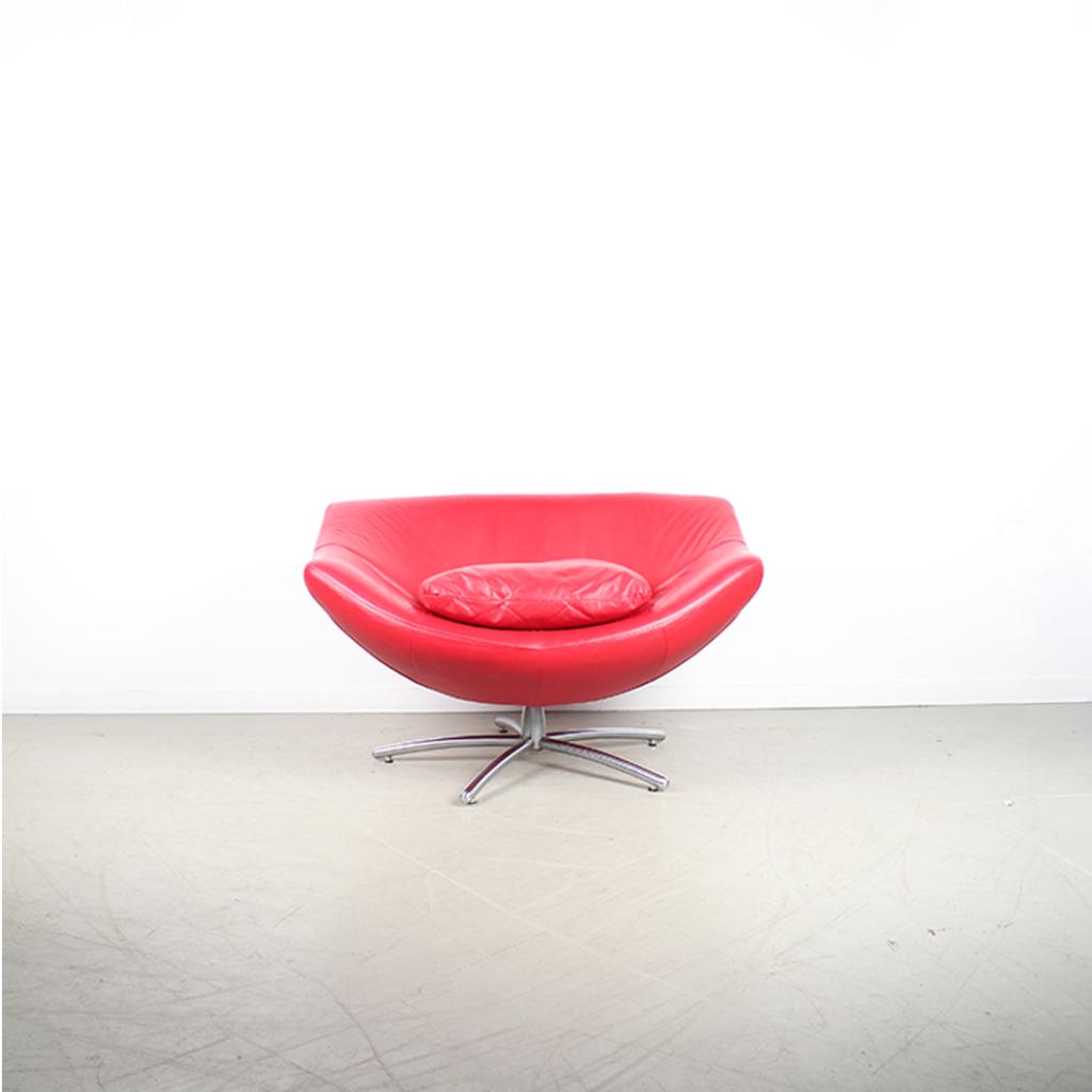 1x  Label Gigi Fauteuil Rood Leer - Aluminium, Huis en Inrichting, Fauteuils, Niet ingevuld, Niet ingevuld, Ophalen of Verzenden